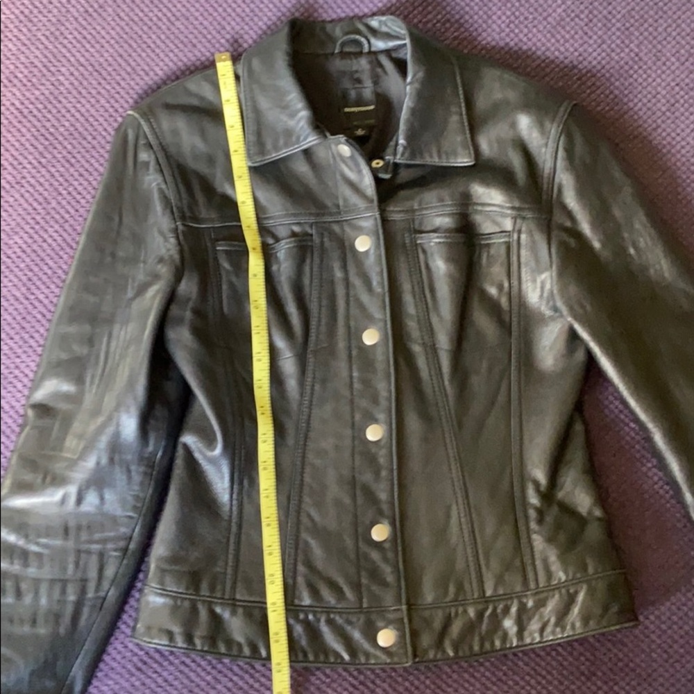 Black leather jacket.